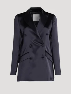 Double-Breasted Satin Jacket