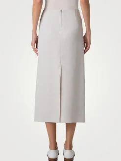 Double-Face Linen Midi Skirt
