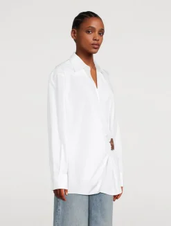 Draped Asymmetrical Wrap Shirt