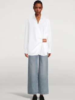 Draped Asymmetrical Wrap Shirt