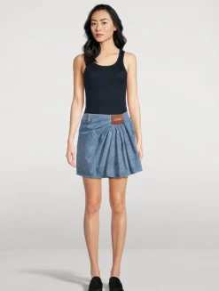 Draped Denim Mini Skirt