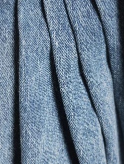 Draped Denim Mini Skirt