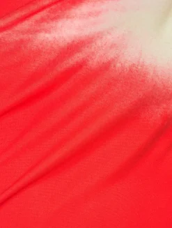 Draped Jersey Midi Dress In Abstract Watercolour Print