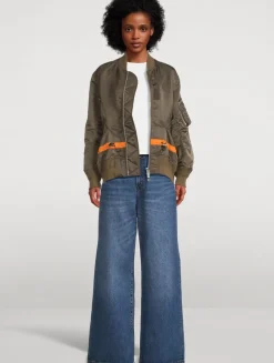 Drawstring Nylon Twill Bomber Jacket