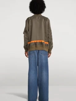 Drawstring Nylon Twill Bomber Jacket