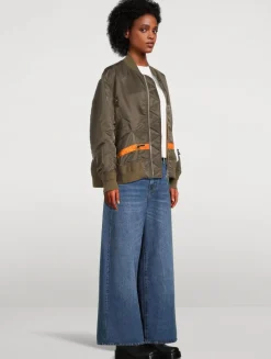 Drawstring Nylon Twill Bomber Jacket