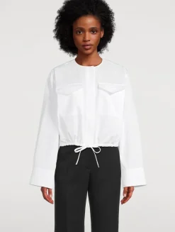 Drawstring Poplin Shirt