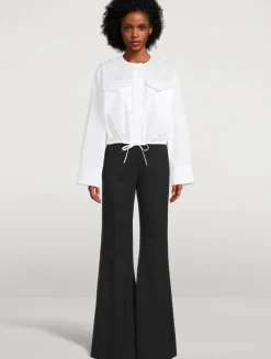 Drawstring Poplin Shirt