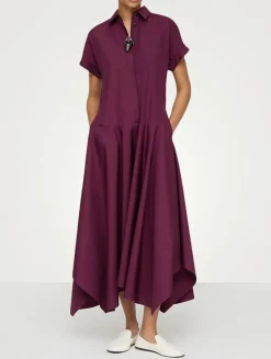 Drop-Waist Poplin Shirt Dress