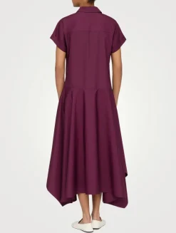 Drop-Waist Poplin Shirt Dress