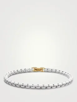 Dy Bel Aire Color Box Chain Bracelet In White Acrylic With 14k Yellow Gold Accent, 4mm