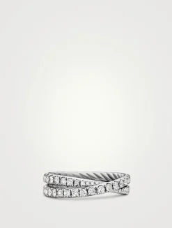 Dy Crossover® Band Ring In Platinum With Diamonds, 5.2mm