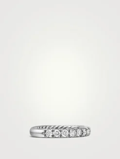 Dy Eden Partway Band Ring In Platinum With Diamonds, 2.8mm