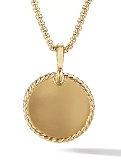 Dy Elements® Disc Pendant In 18k Yellow Gold With Pavé Diamonds