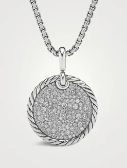 Dy Elements® Disc Pendant In Sterling Silver With Pavé Diamonds