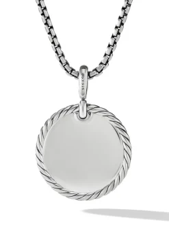 Dy Elements® Disc Pendant In Sterling Silver With Pavé Diamonds