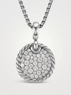 Dy Elements® Disc Pendant In Sterling Silver With Pavé Diamonds