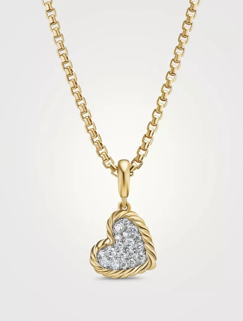 Dy Elements® Heart Pendant In 18k Yellow Gold With Pavé Diamonds