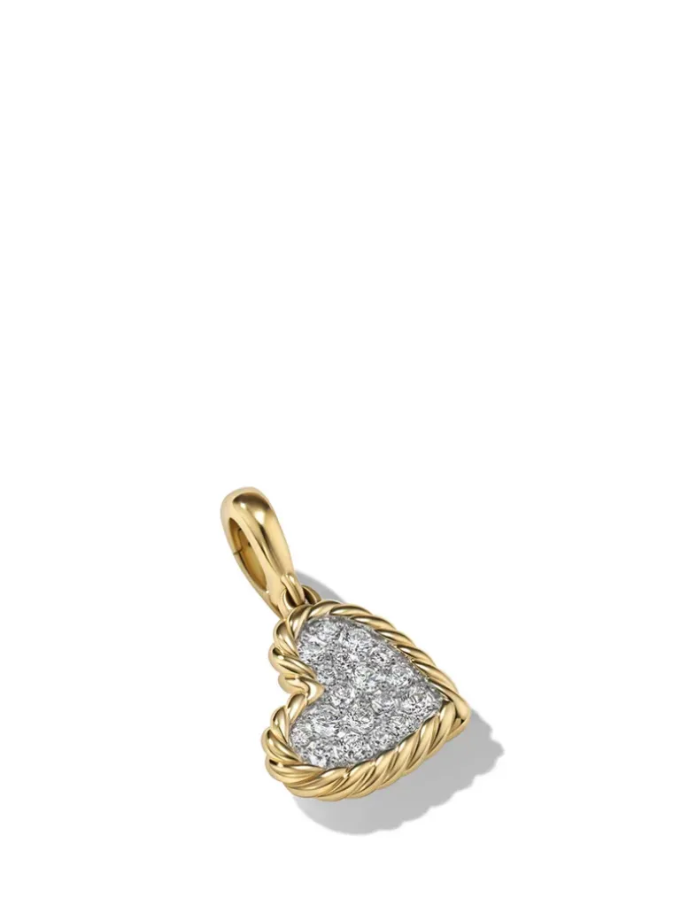 Dy Elements® Heart Pendant In 18k Yellow Gold With Pavé Diamonds