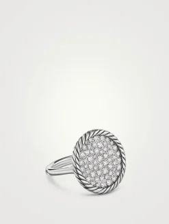 Dy Elements® Ring In Sterling Silver With Pavé Diamonds