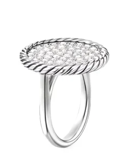 Dy Elements® Ring In Sterling Silver With Pavé Diamonds