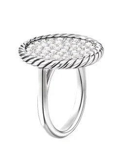 Dy Elements® Ring In Sterling Silver With Pavé Diamonds