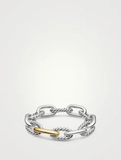 Dy Madison® Chain Bracelet In Sterling Silver With 18k Yellow Gold, 13.5mm