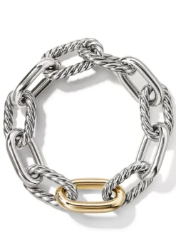 Dy Madison® Chain Bracelet In Sterling Silver With 18k Yellow Gold, 13.5mm