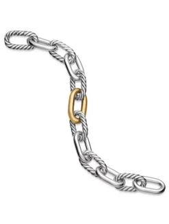 Dy Madison® Chain Bracelet In Sterling Silver With 18k Yellow Gold, 13.5mm
