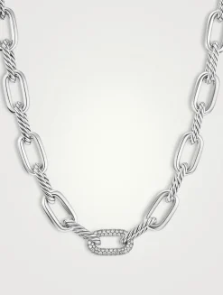 Dy Madison® Chain Necklace In Sterling Silver With Diamonds, 11mm