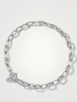Dy Madison® Toggle Chain Necklace In Sterling Silver With Diamonds 11mm