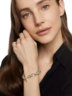 Dy Mercer® Chain Bracelet In Sterling Silver With 18k Yellow Gold And Diamonds, 8mm