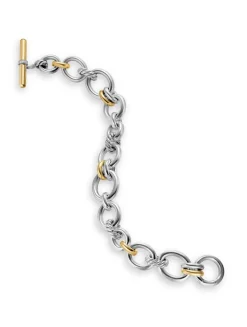 Dy Mercer® Chain Bracelet In Sterling Silver With 18k Yellow Gold And Diamonds, 8mm