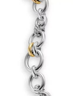Dy Mercer® Chain Bracelet In Sterling Silver With 18k Yellow Gold And Diamonds, 8mm