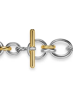 Dy Mercer® Chain Bracelet In Sterling Silver With 18k Yellow Gold And Diamonds, 8mm