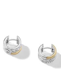 Dy Mercer™ Huggie Hoop Earrings In Sterling Silver With 18k Yellow Gold And Pavé Diamonds