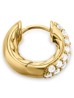 Dy Mercer® Micro Hoop Earrings In 18k Yellow Gold With Diamonds, 13.5mm