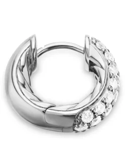 Dy Mercer® Micro Hoop Earrings In Sterling Silver With Diamonds, 13.5mm