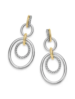 Dy Mercer® Mobile Drop Earrings In Sterling Silver With 18k Yellow Gold, 65.7mm