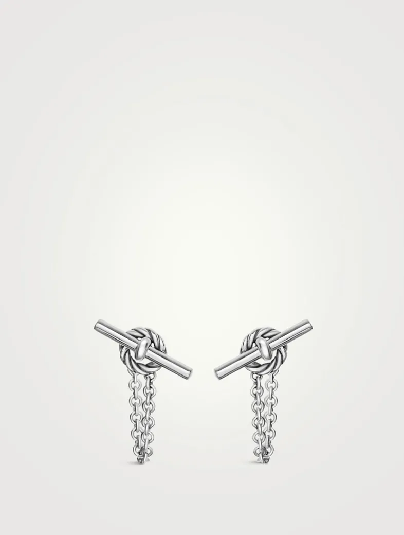 Dy Mercer® Petite Toggle Chain Stud Earrings In Sterling Silver, 38.2mm
