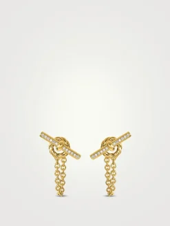 Dy Mercer® Petite Toggle Chain Stud Earrings In 18k Yellow Gold With Diamonds, 38.2mm