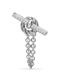 Dy Mercer® Petite Toggle Chain Stud Earrings In Sterling Silver With Diamonds, 38.2mm
