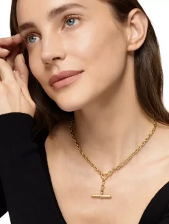 Dy Mercer® Petite Toggle Chain Necklace In 18k Yellow Gold With Diamonds, 4.5mm