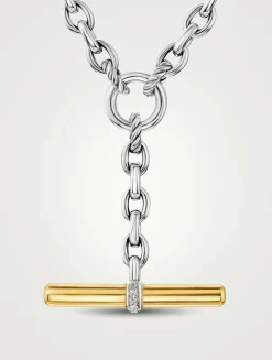 Dy Mercer® Petite Toggle Chain Necklace In Sterling Silver With 18k Yellow Gold And Diamonds, 4.5mm