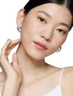 Dy Mercer® Three Row Hoop Earrings In Sterling Silver With Diamonds, 21mm