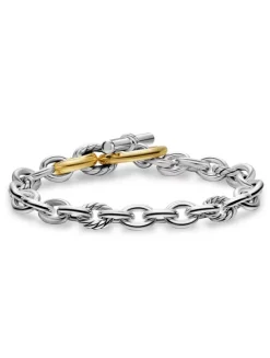 Dy Mercer® Toggle Chain Bracelet In Sterling Silver With 18k Yellow Gold And Diamonds, 8mm