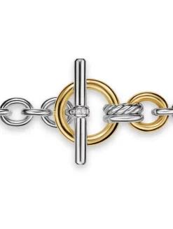 Dy Mercer® Toggle Chain Bracelet In Sterling Silver With 18k Yellow Gold And Diamonds, 8mm