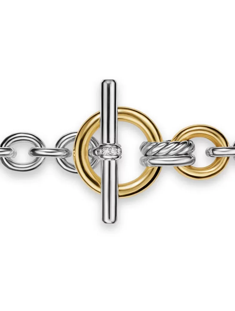 Dy Mercer® Toggle Chain Bracelet In Sterling Silver With 18k Yellow Gold And Diamonds, 8mm