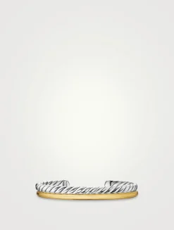 Dy Mercer® Two Row Cuff Bracelet In Sterling Silver With 18k Yellow Gold, 8mm