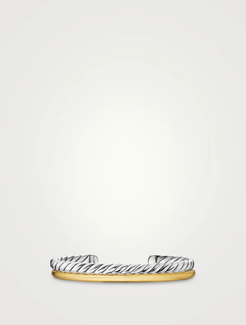 Dy Mercer® Two Row Cuff Bracelet In Sterling Silver With 18k Yellow Gold, 8mm